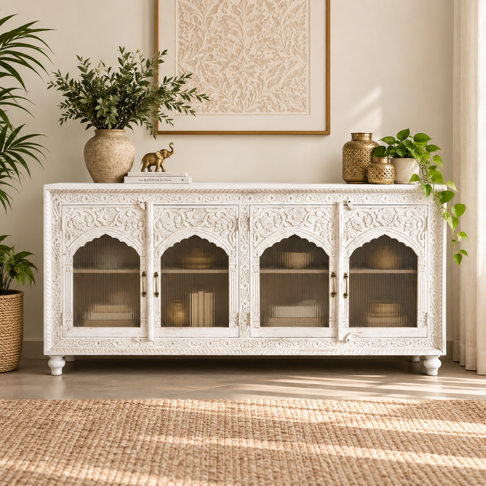 Travis Hand Carved Wooden Sideboard