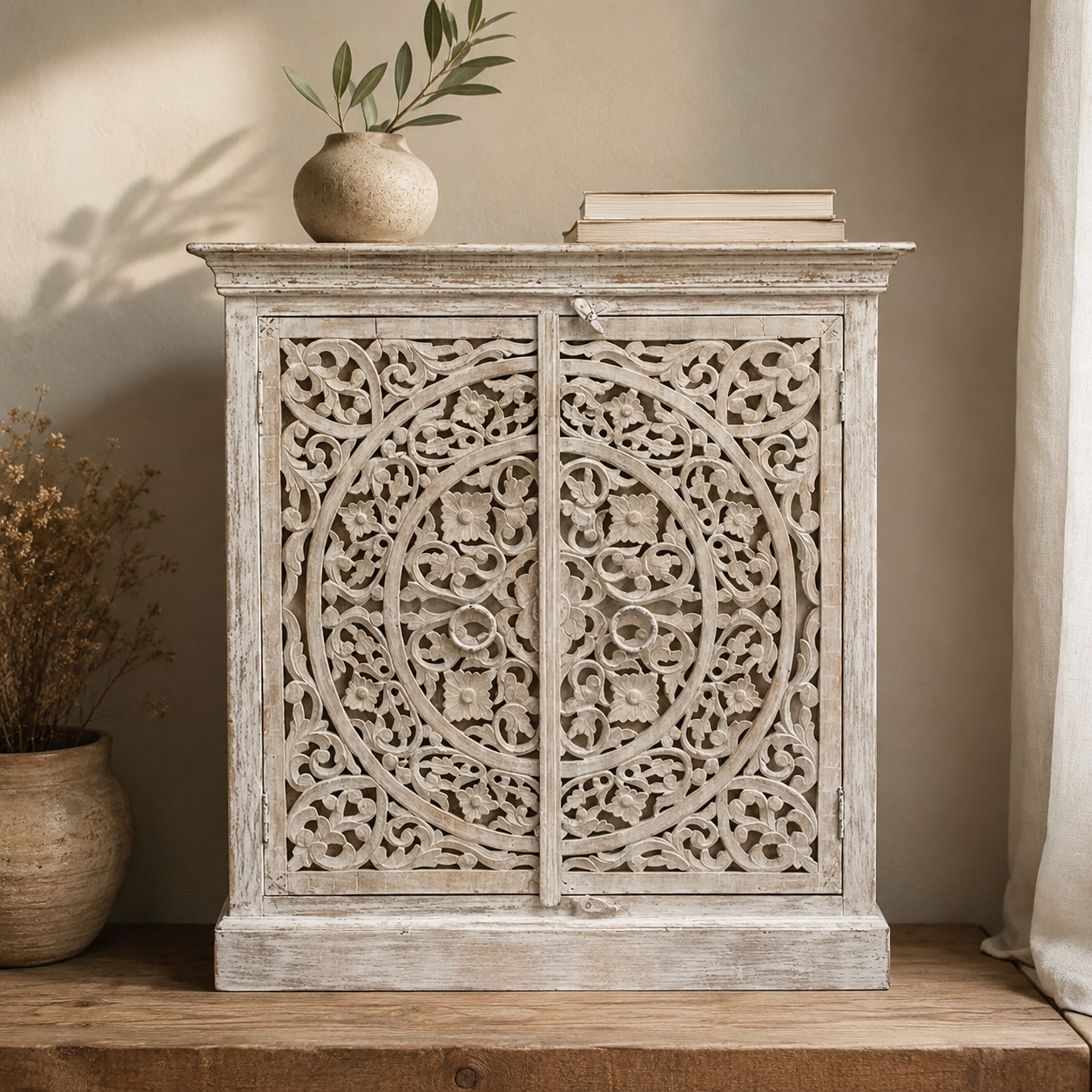 Farren Carved Wooden Cabinet