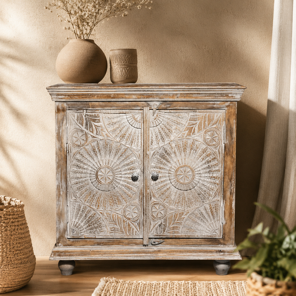 Russel Wooden Carved Chest