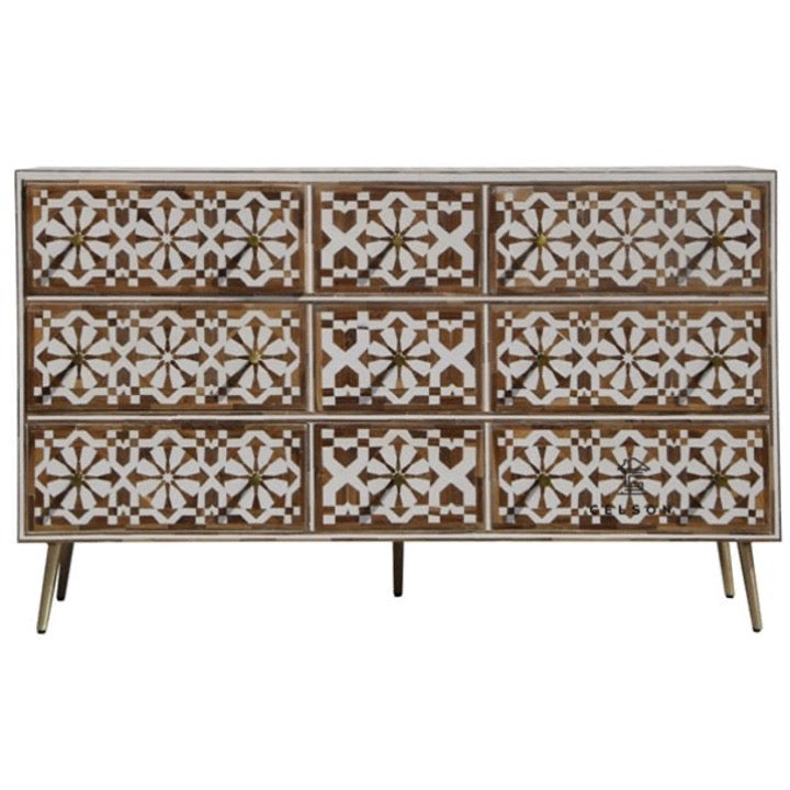 Janice Wood Inlay Chest of Drawer