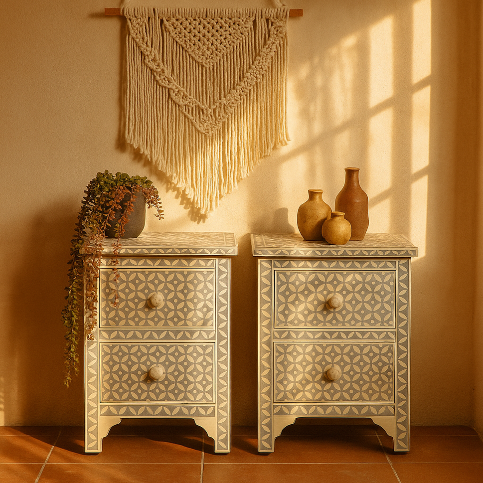 Shan Bone inlay Bed Side