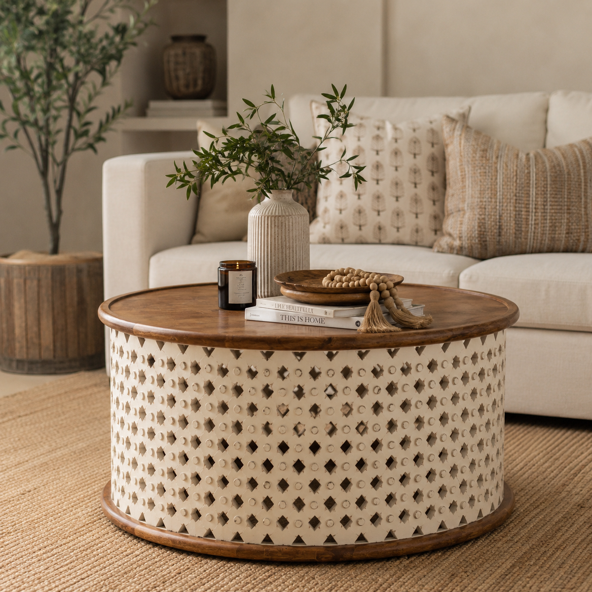 Claire Carved Coffee Table