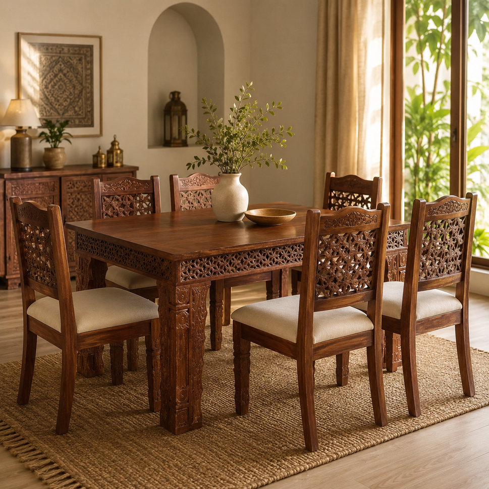 Lima Carved Wooden Dining Table