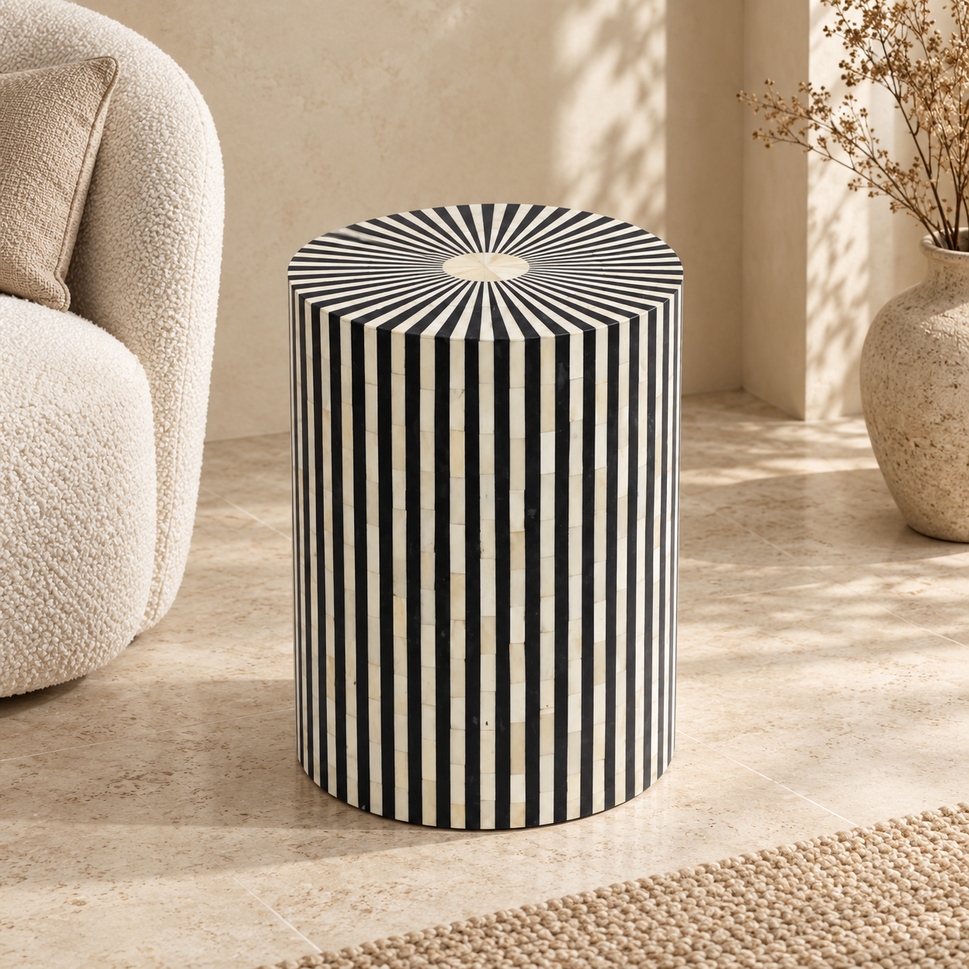 Percy Bone Inlay Stool