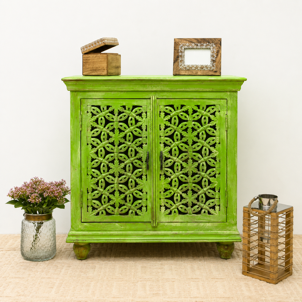 Camera Carved Wooden Cabinet