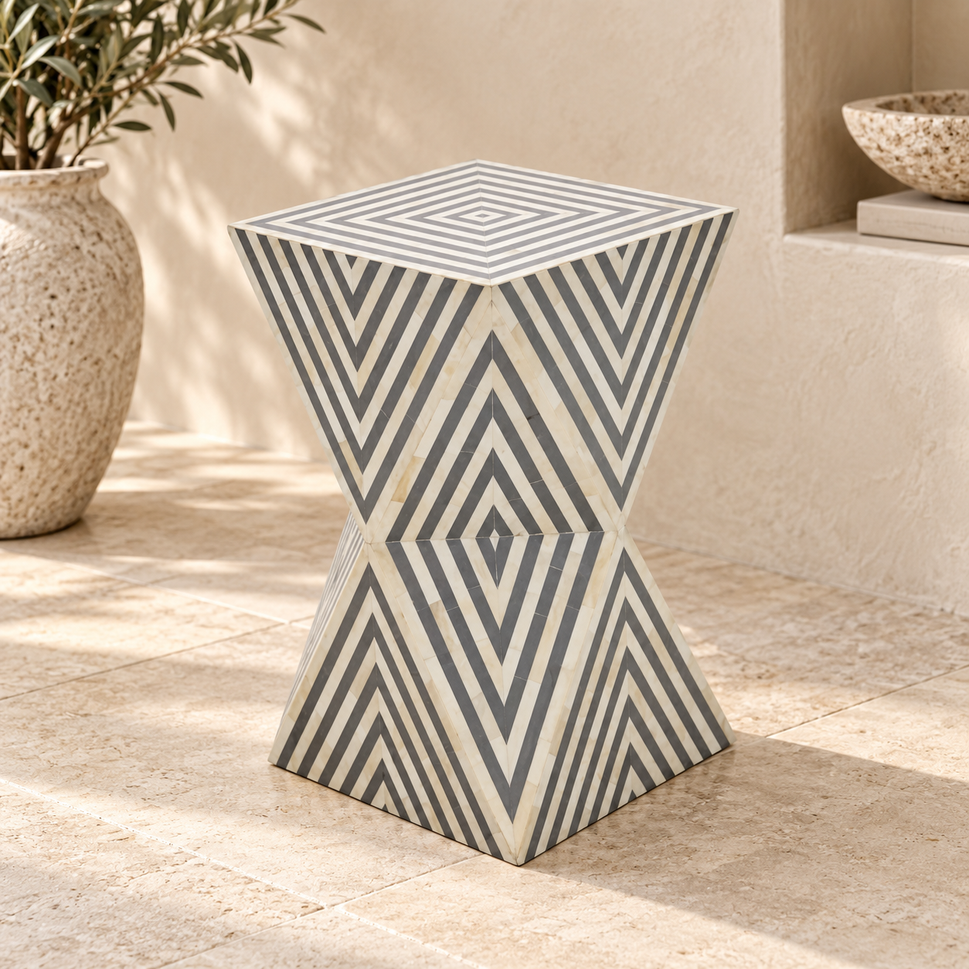 Noel Bone Inlay Stool