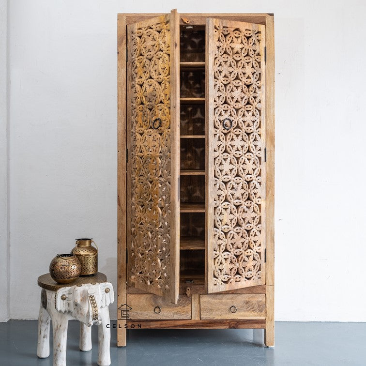 Erica Hand Carved Wooden Shoe Cabinet