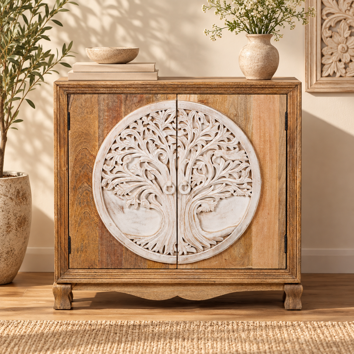 Phill Carved Wooden Chest