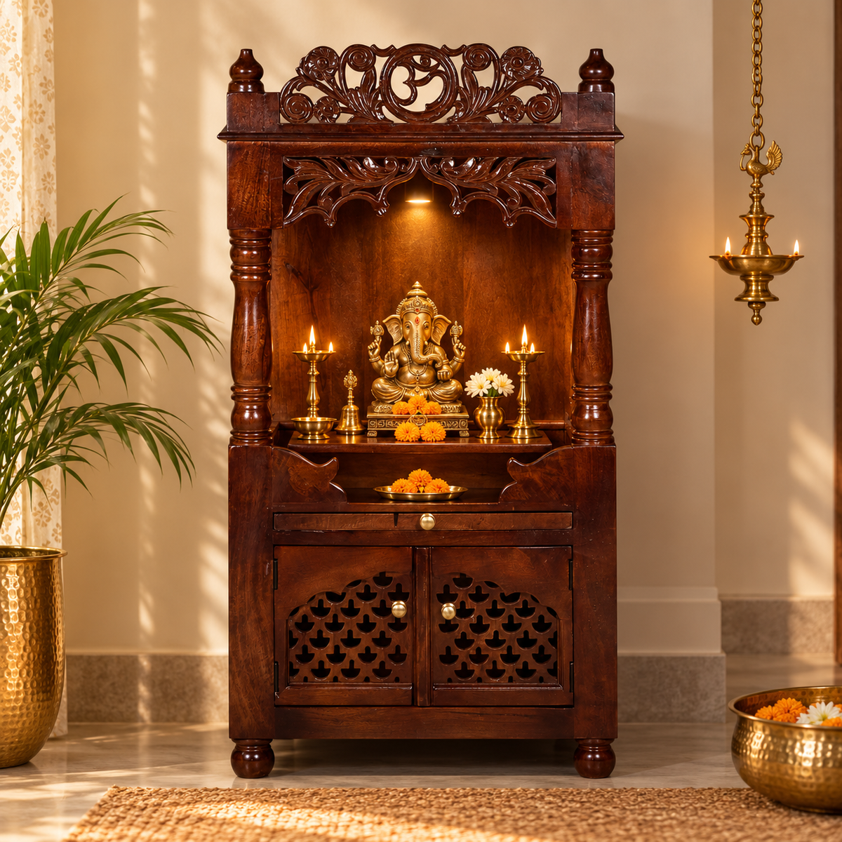 Nandini Hand Carved Wooden Mandir