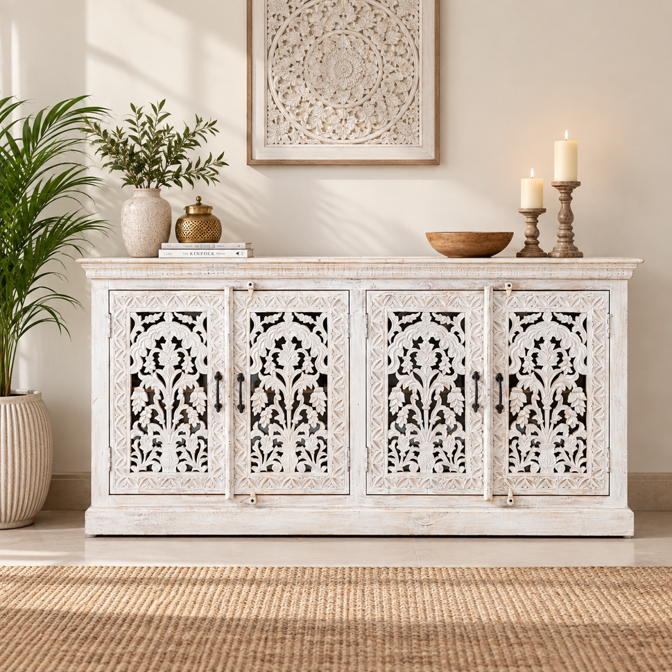Lisa Hand Carved Wooden Sideboard