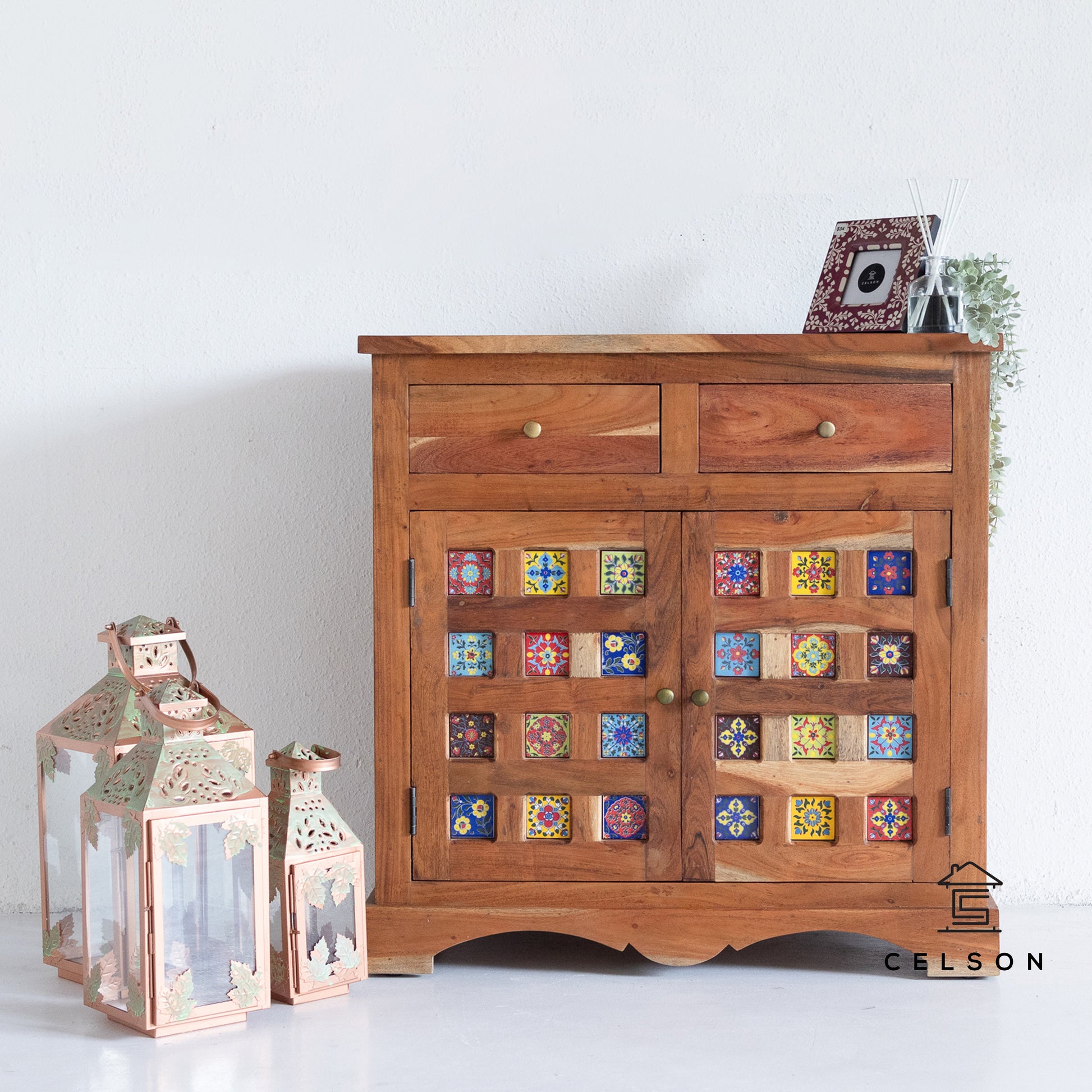Rainie Carved Wooden Cabinet