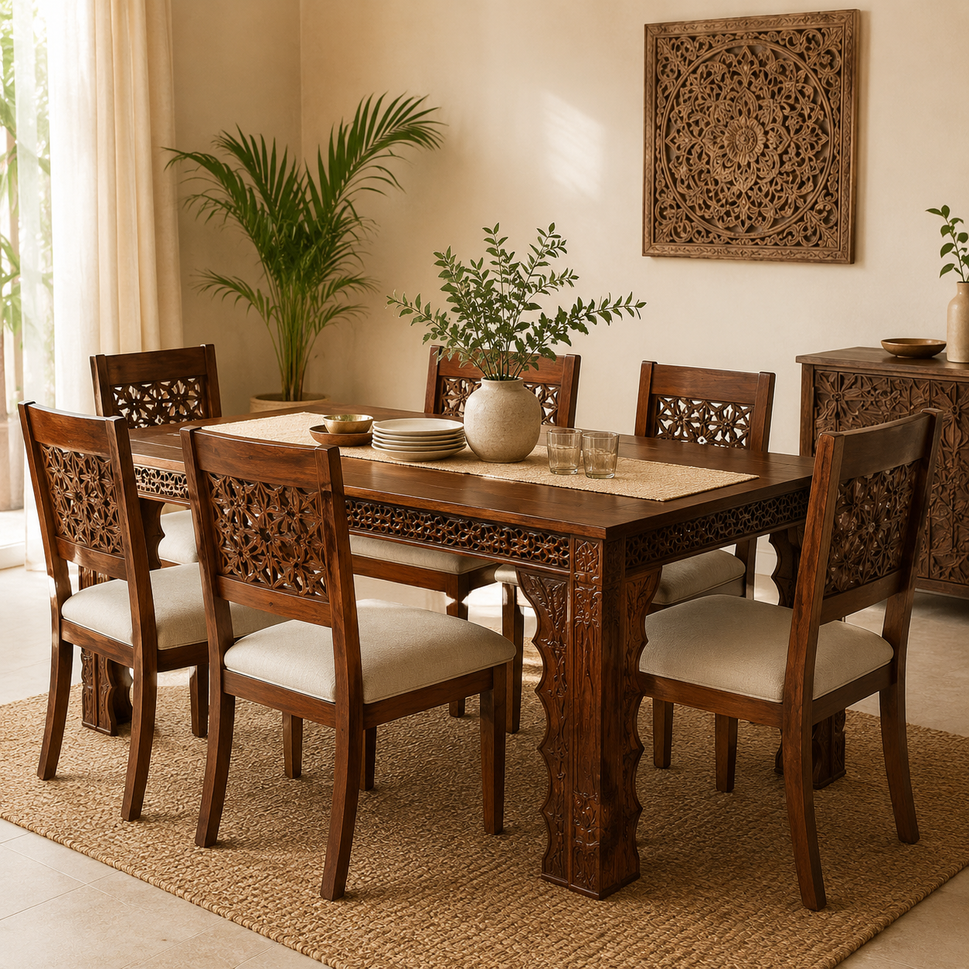 Lyla Carved Wooden Dining Table