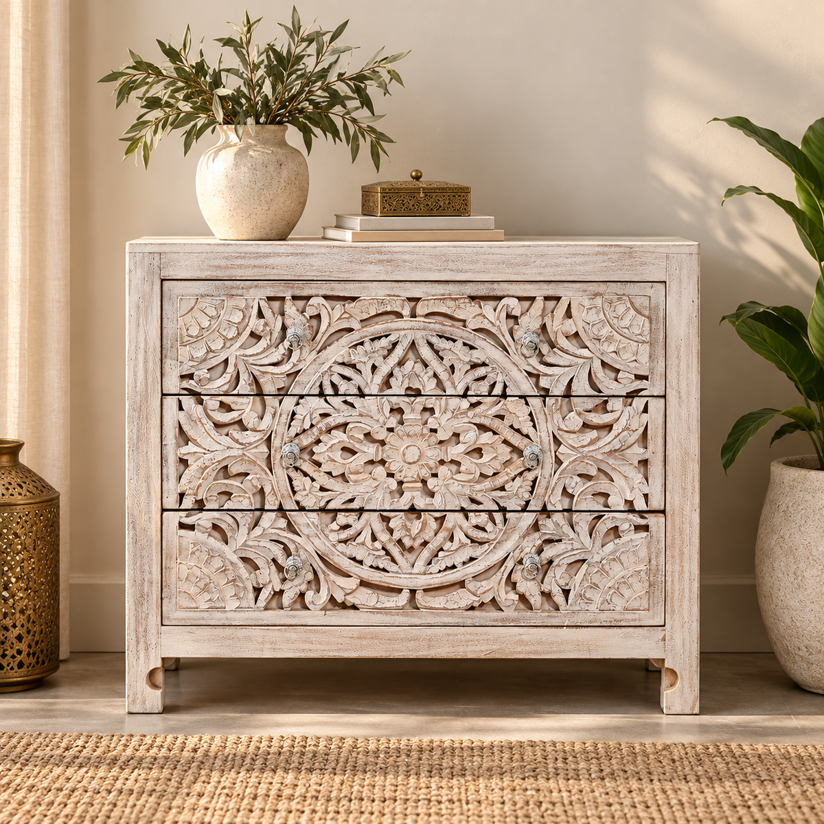 Kate Carved Wooden Chest of Drawer