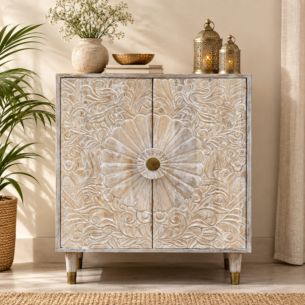 Farren Carved Wooden Cabinet
