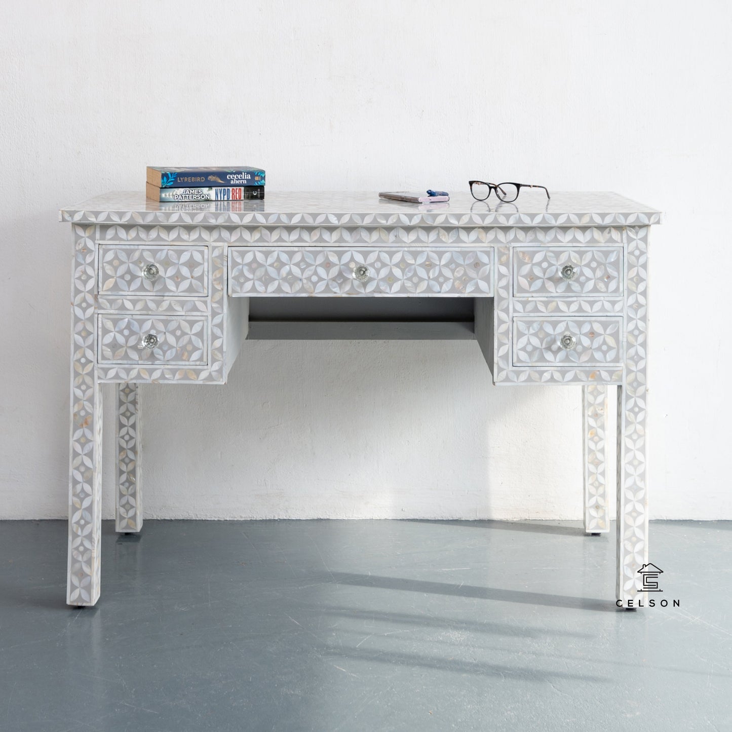 Naina Mother of Pearl Inlay Study Table