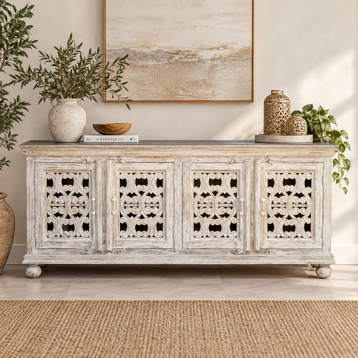 Kaley Hand Carved Wooden SideBoard
