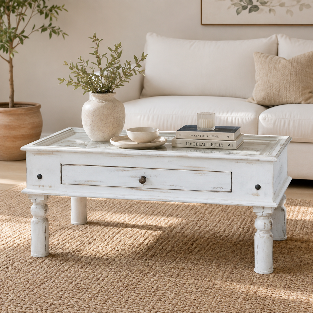 Lee Wooden Carved Coffee Table