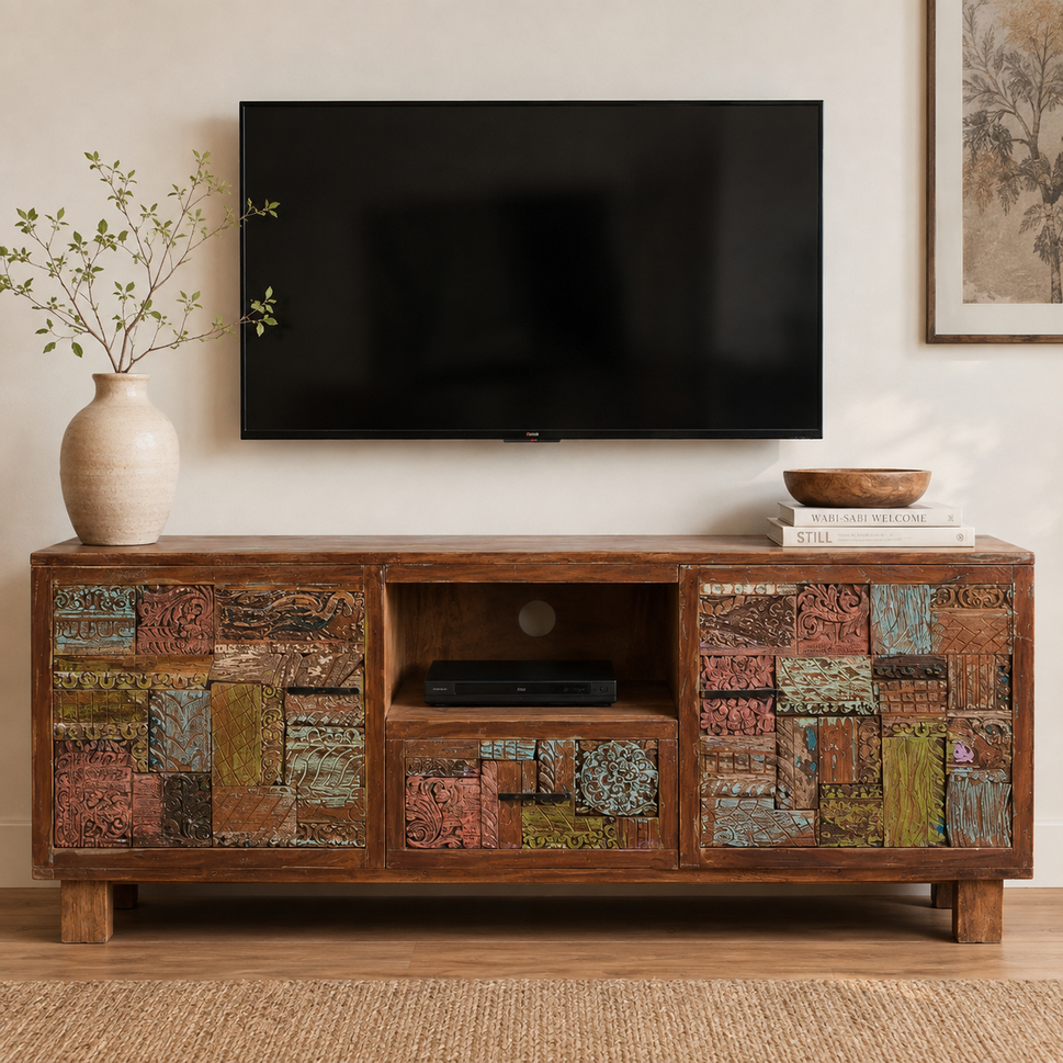 Christopher Hand Carved Wooden TV Cabinet