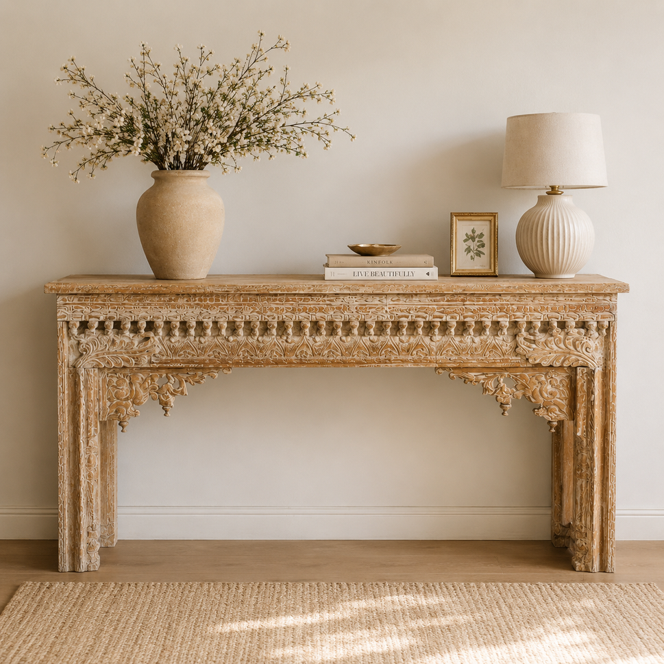 Jass Wooden Hand Carved Console Table