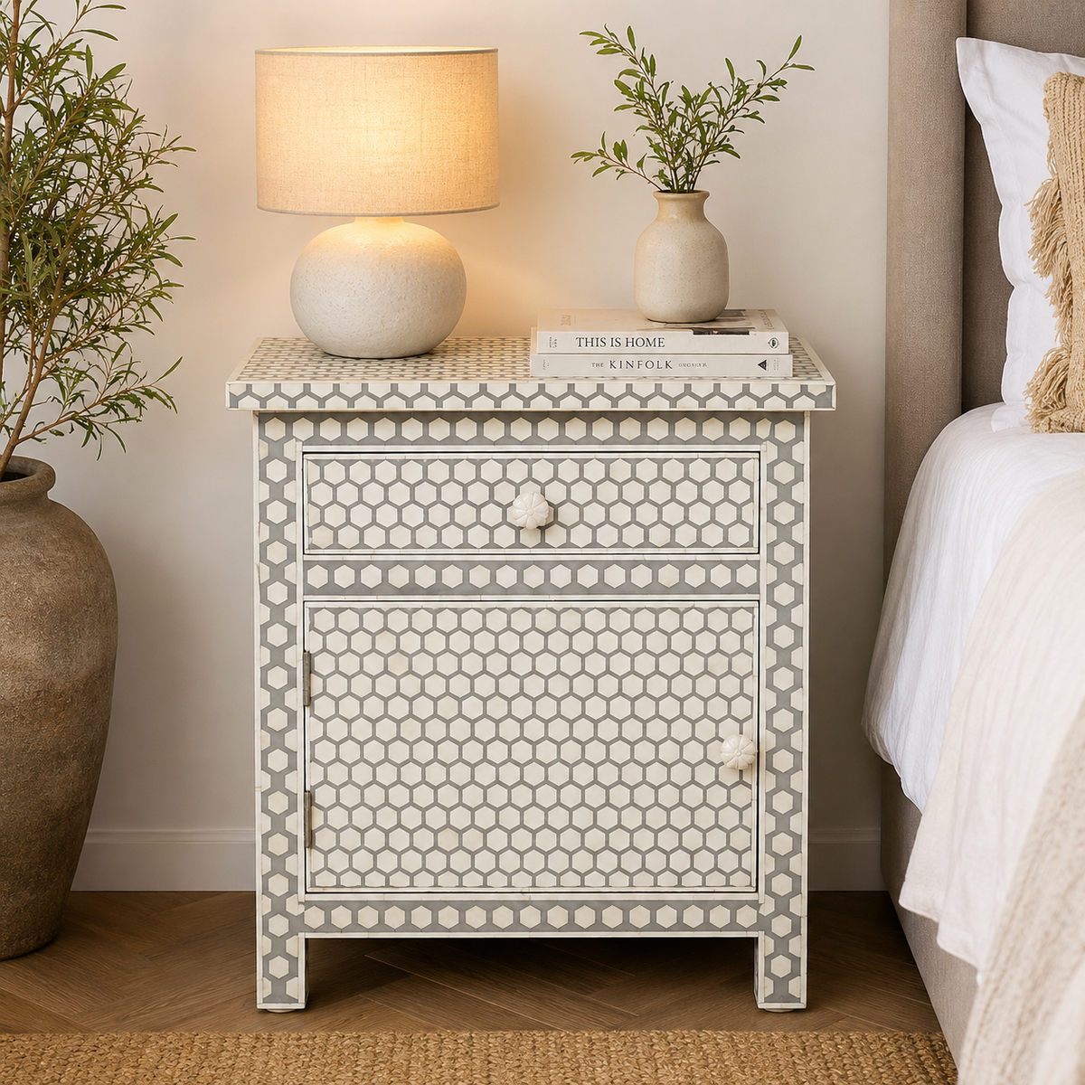 Amma Bone Inlay Bedside