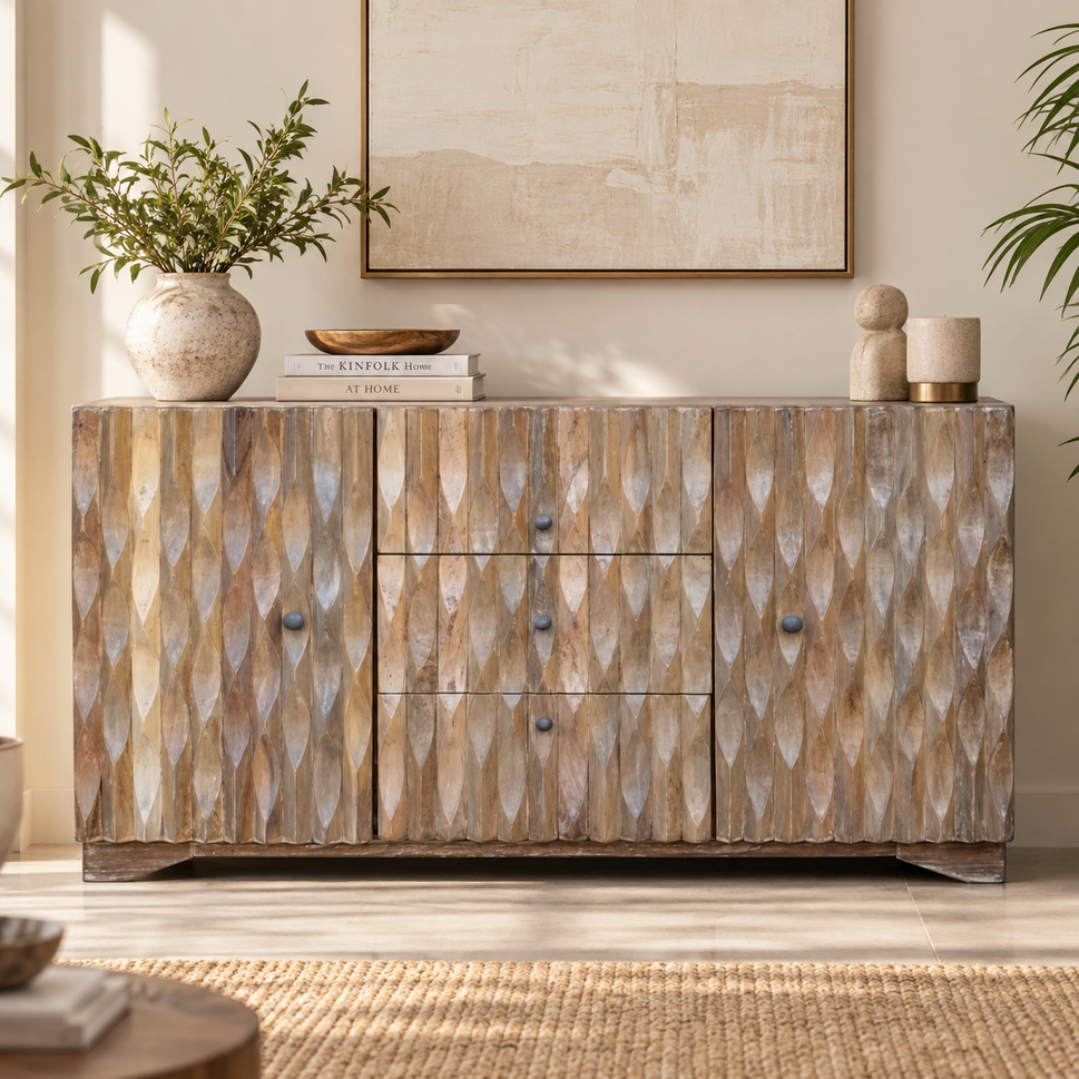 Ken Hand Carved Wooden SideBoard
