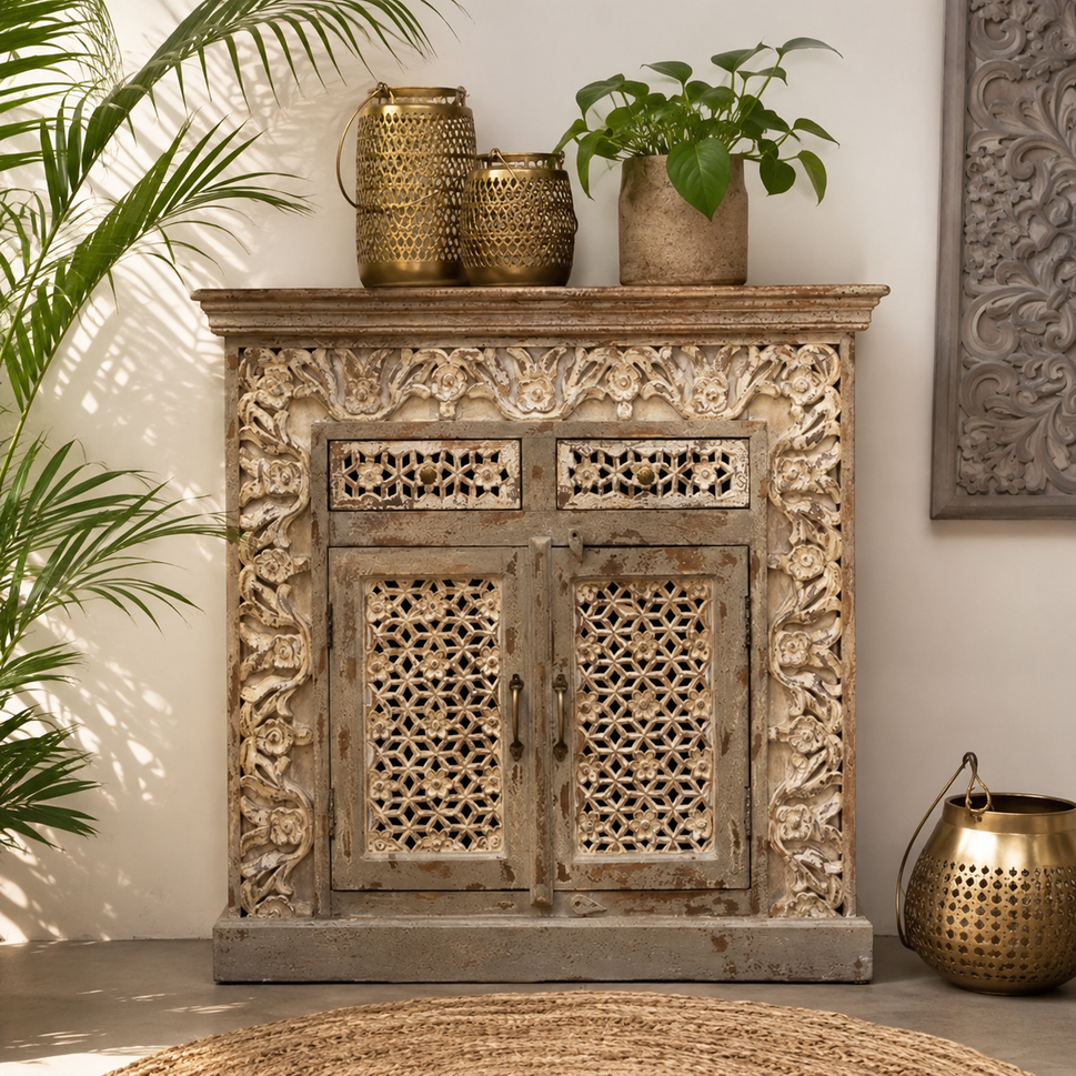 Knott Wooden Carved Cabinet
