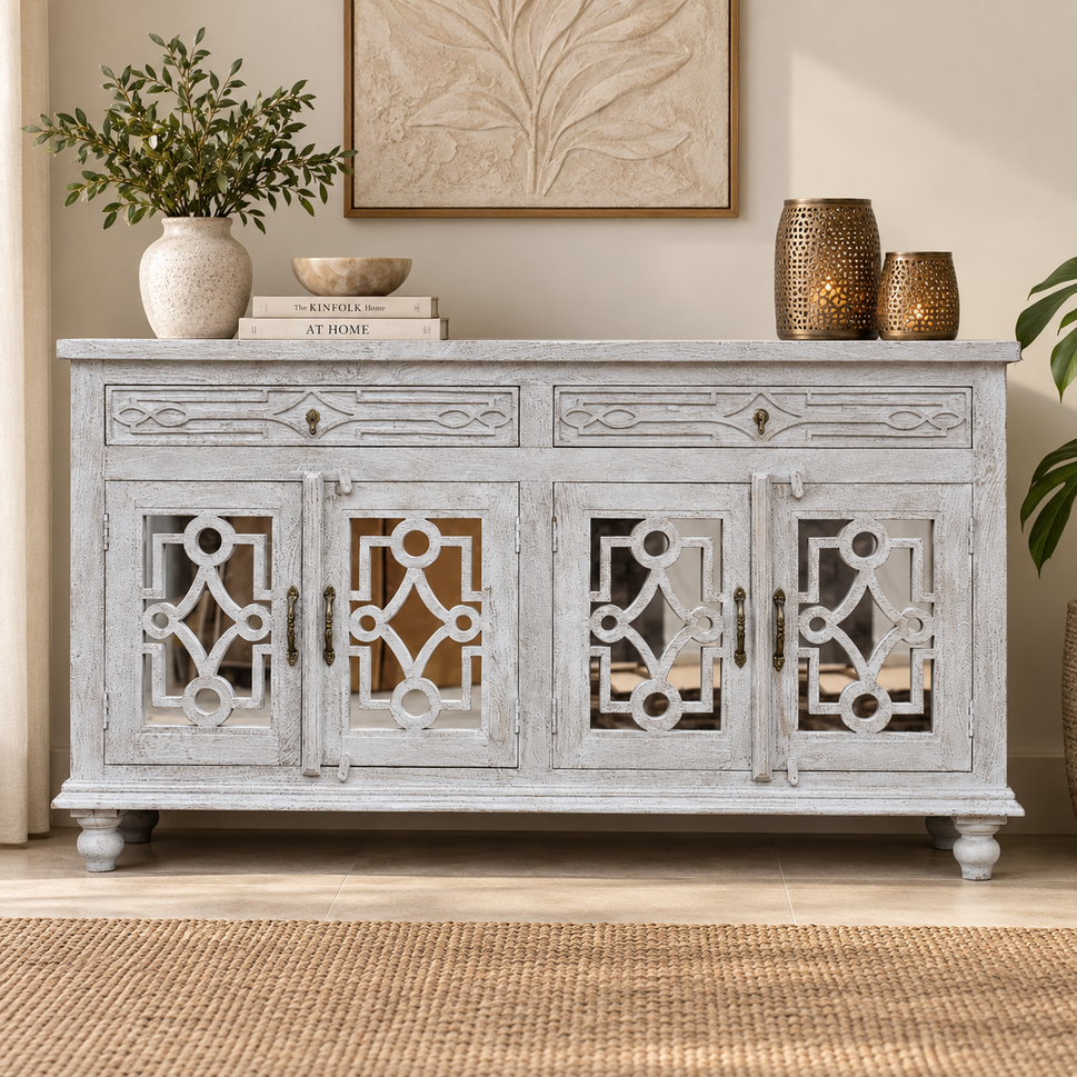 Musial Hand Carved Wooden Sideboard