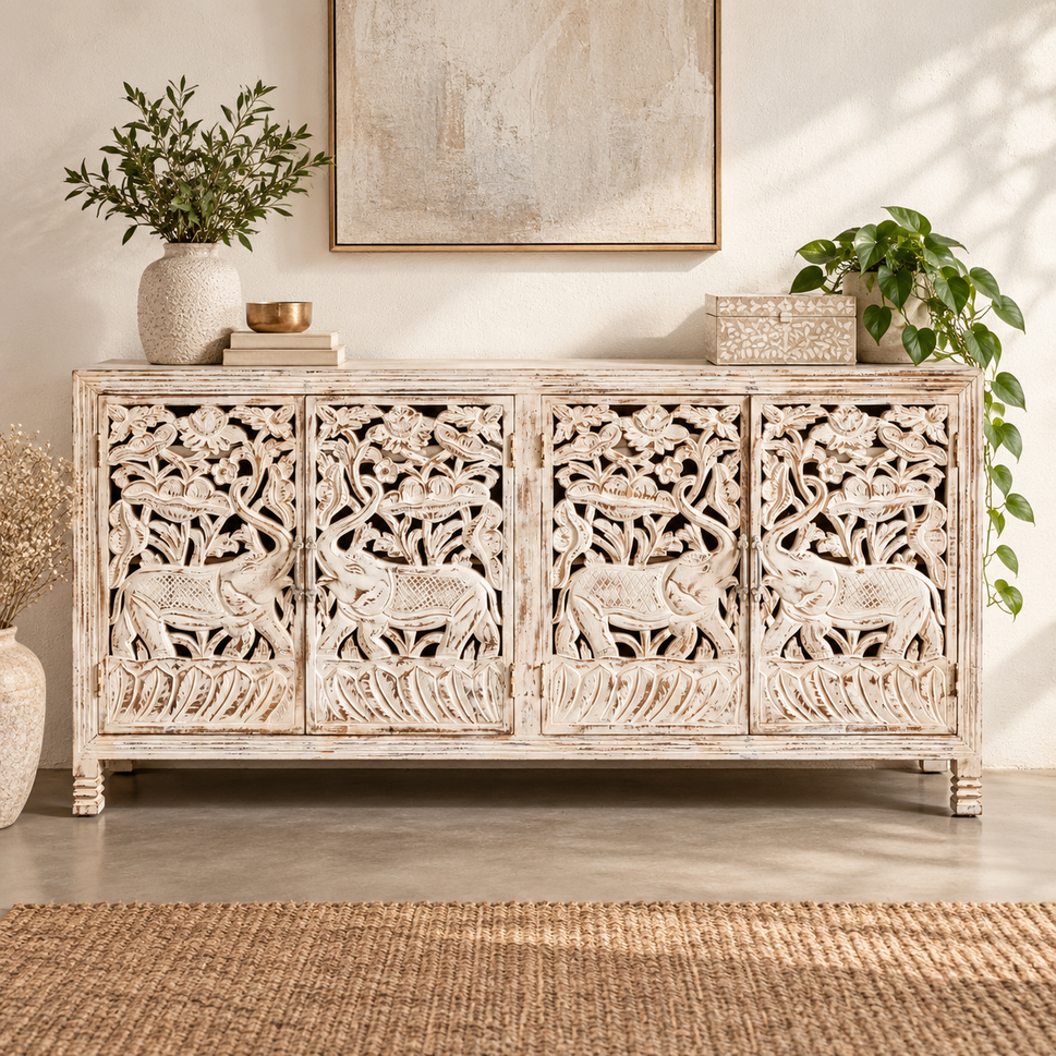 Usha Hand Carved Wooden Buffet