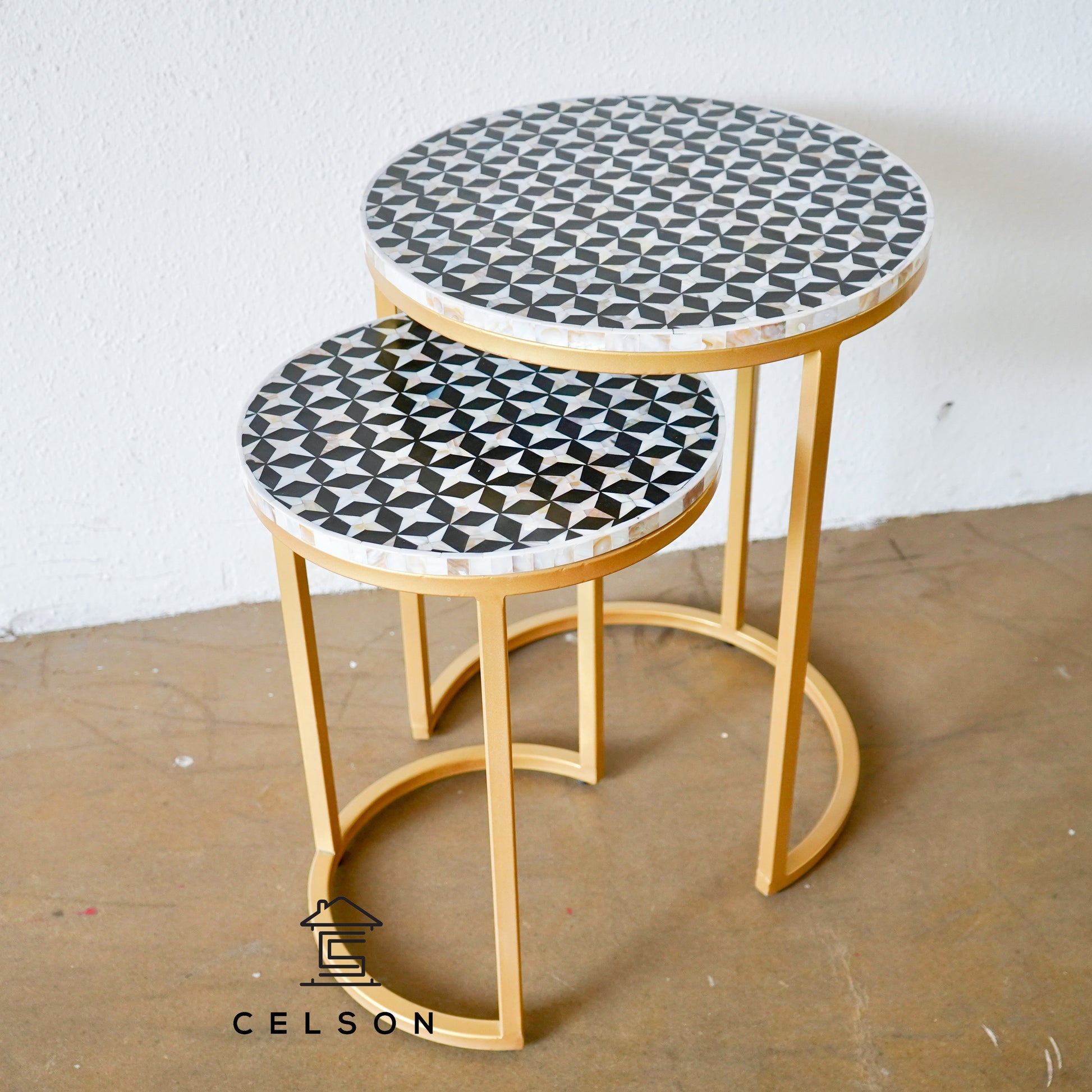 Farah Mother of Pearl Inlay Nesting Table Set