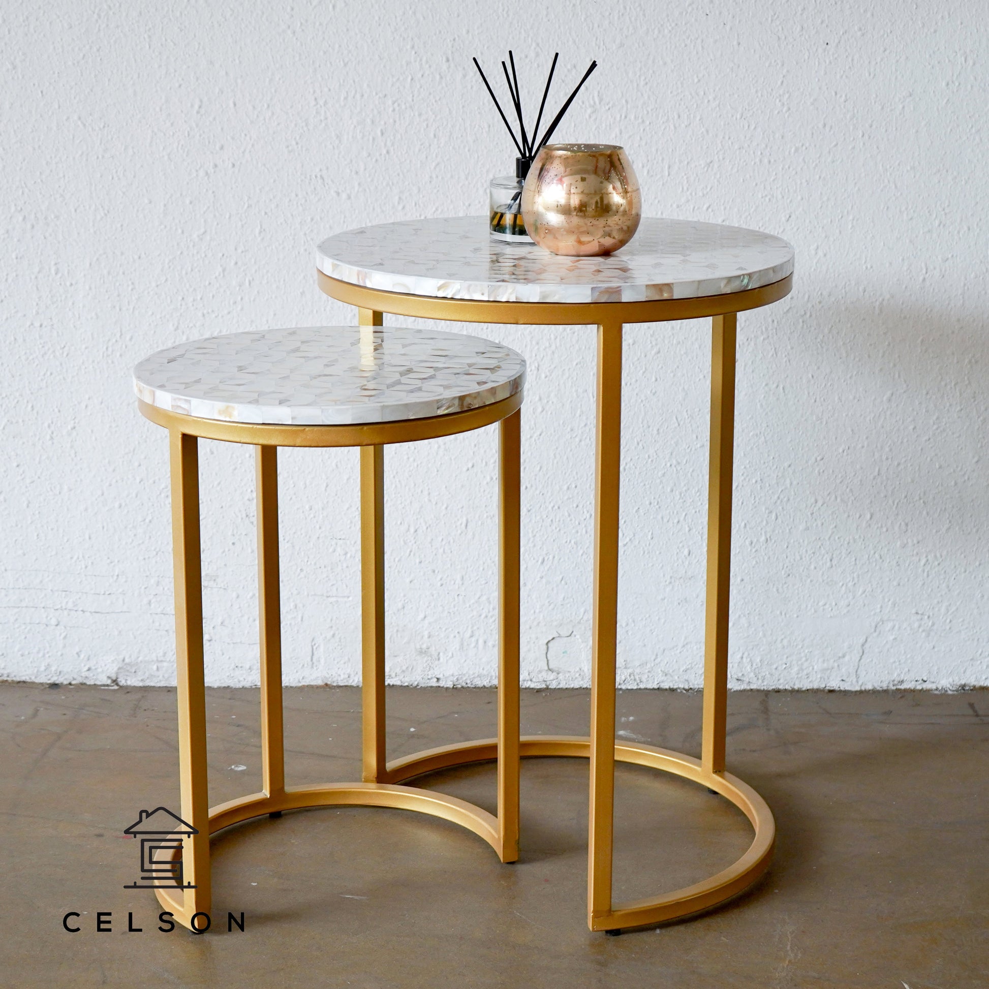 Farah Mother of Pearl Inlay Nesting Table Set