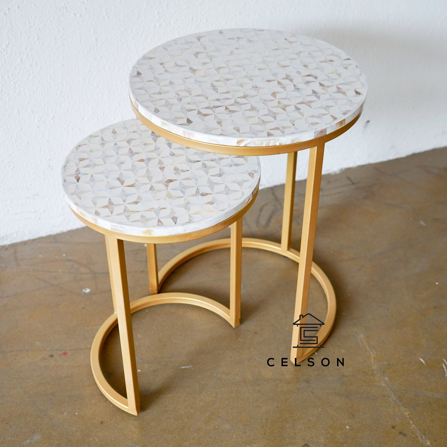 Farah Mother of Pearl Inlay Nesting Table Set