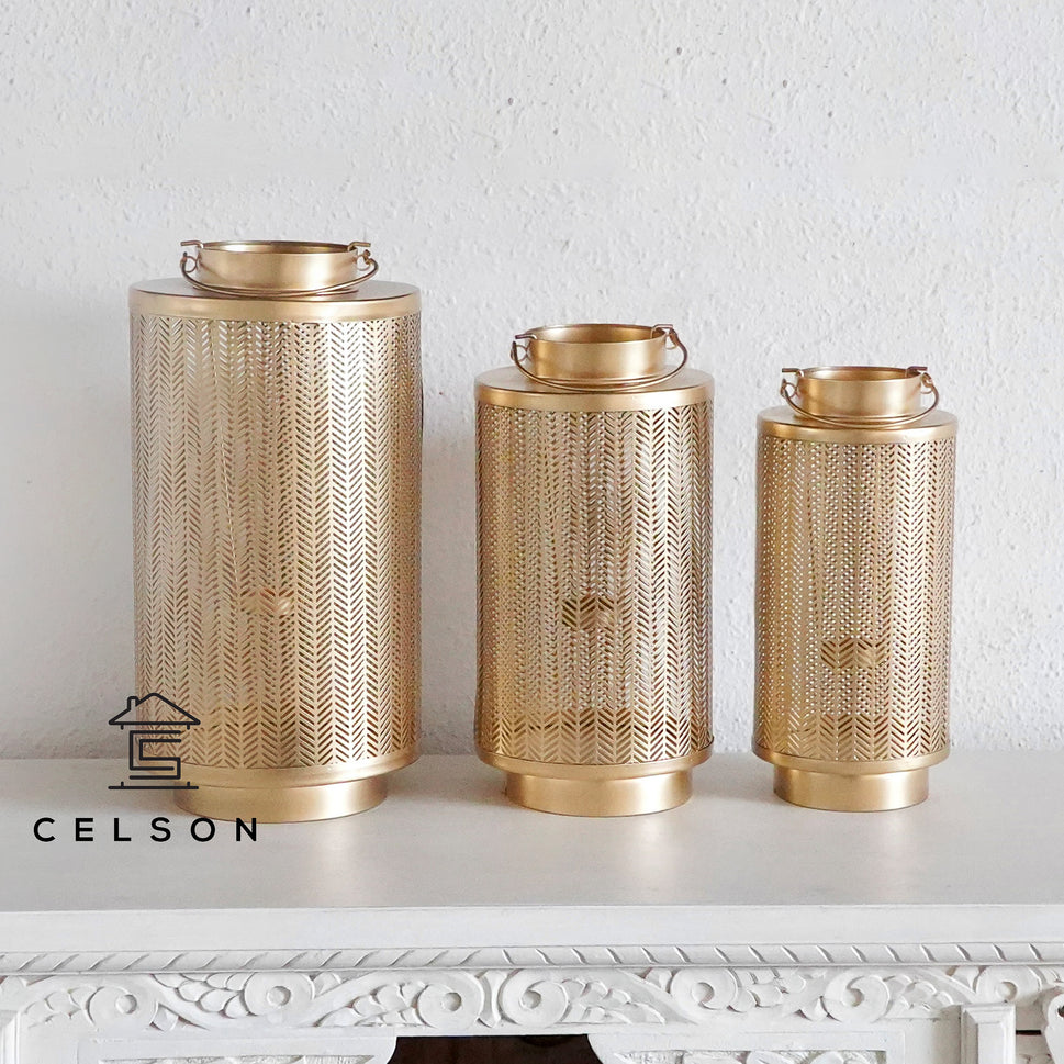 Amelia Gold Finish Lantern Set of 3