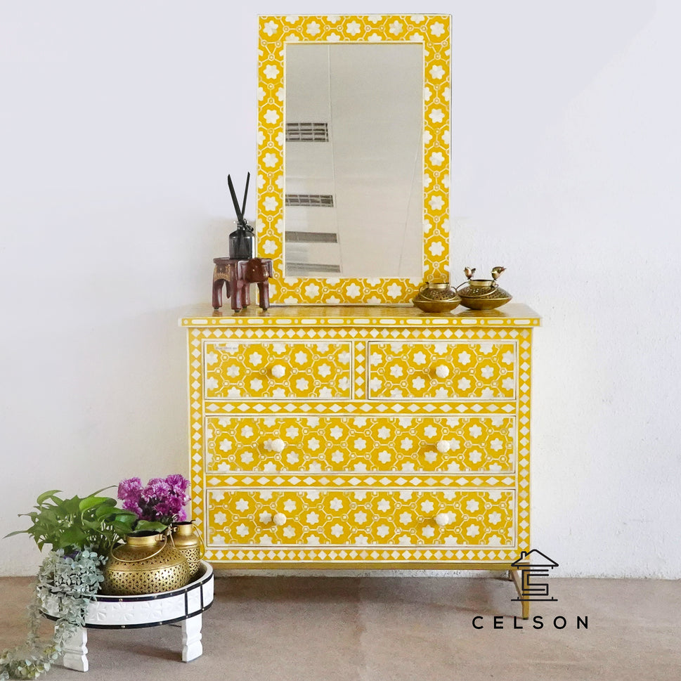 Zoya Bone Inlay Chest & Mirror