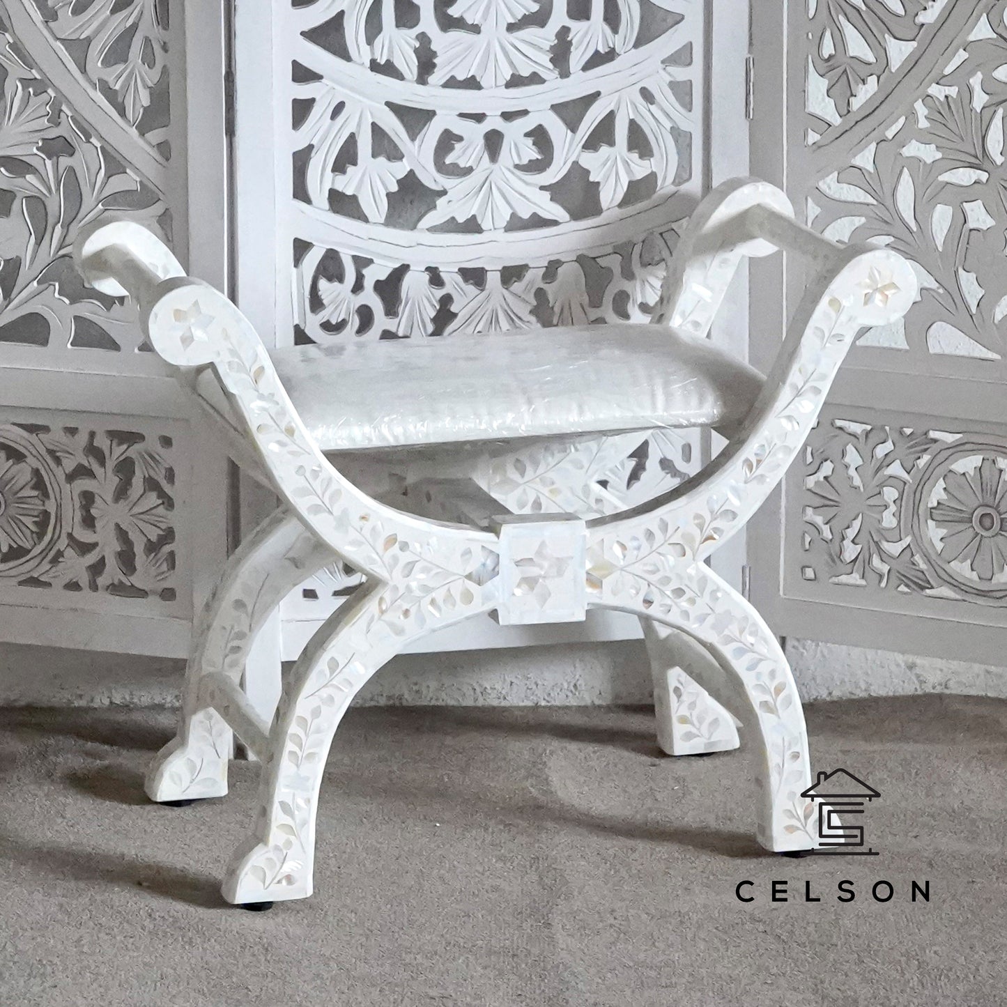 Kai Mother of Pearl Inlay Vanity Stool