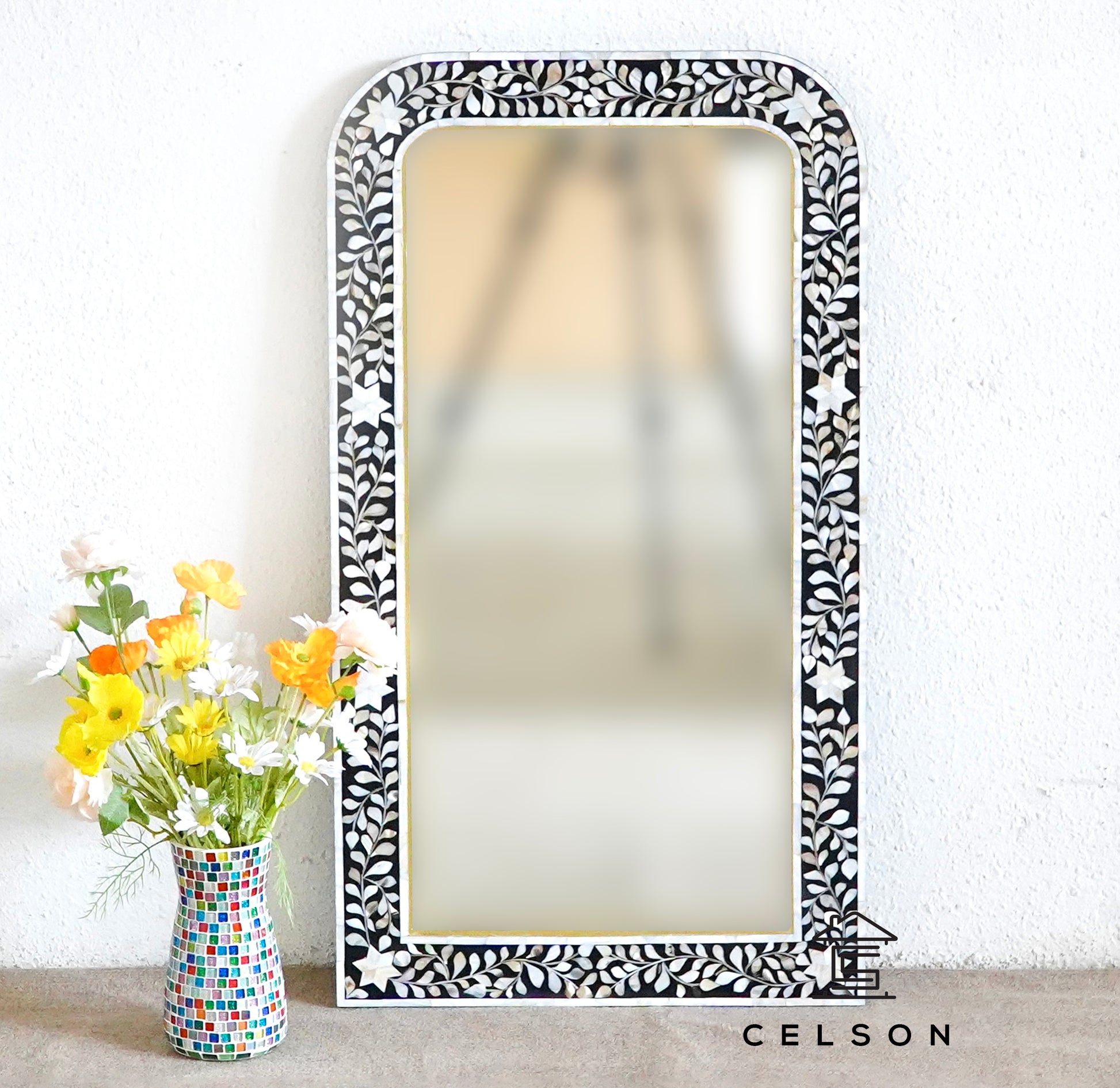 Baylor Mother of Pearl Inlay Mirror