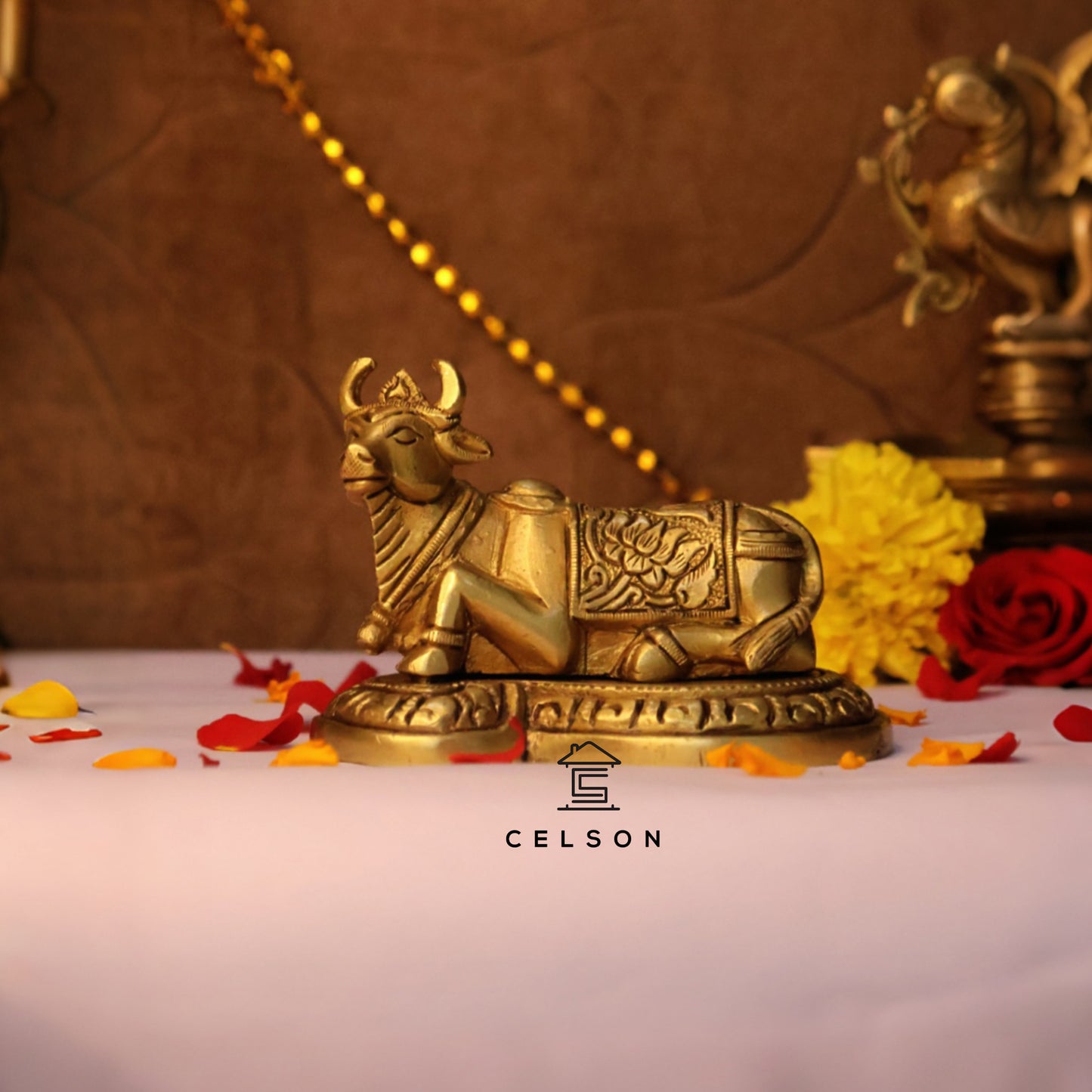 Sacred Brass Nandi Statue
