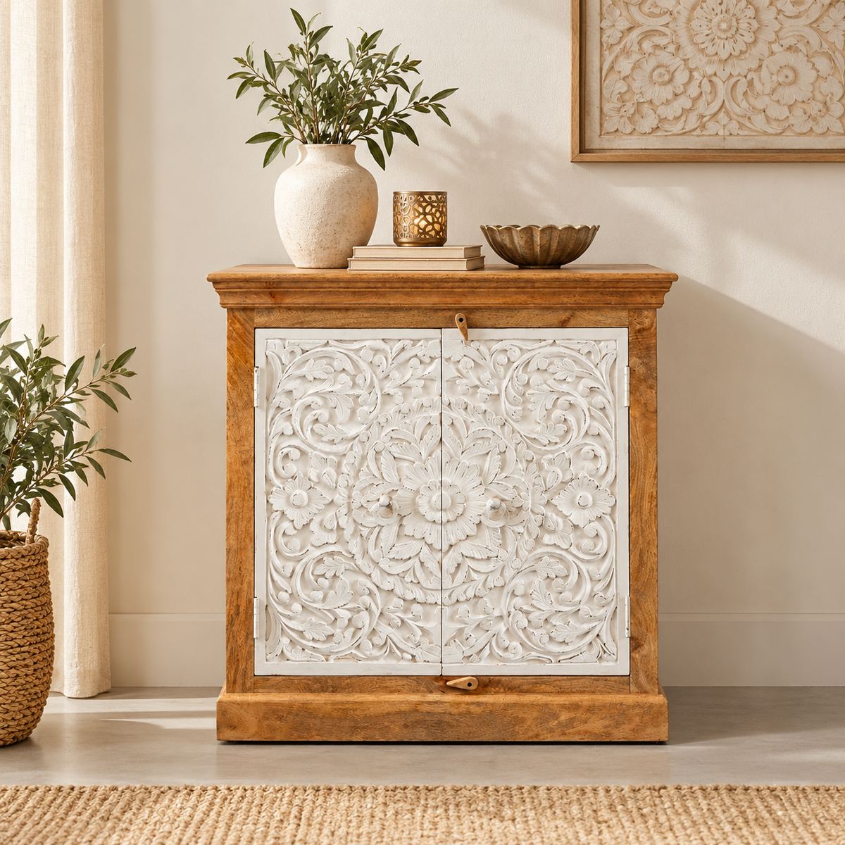 Dakota Carved Wooden Cabinet
