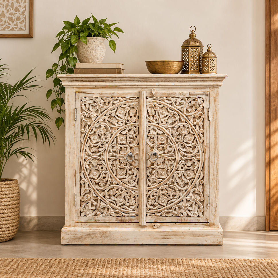 Russel Carved Wooden Chest