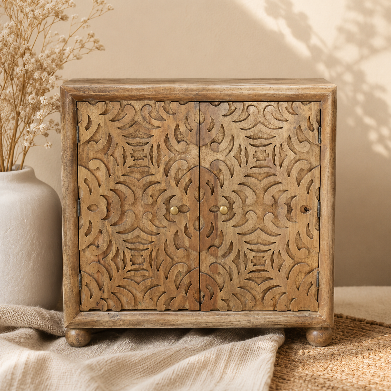 Laurie Carved Wooden Cabinet