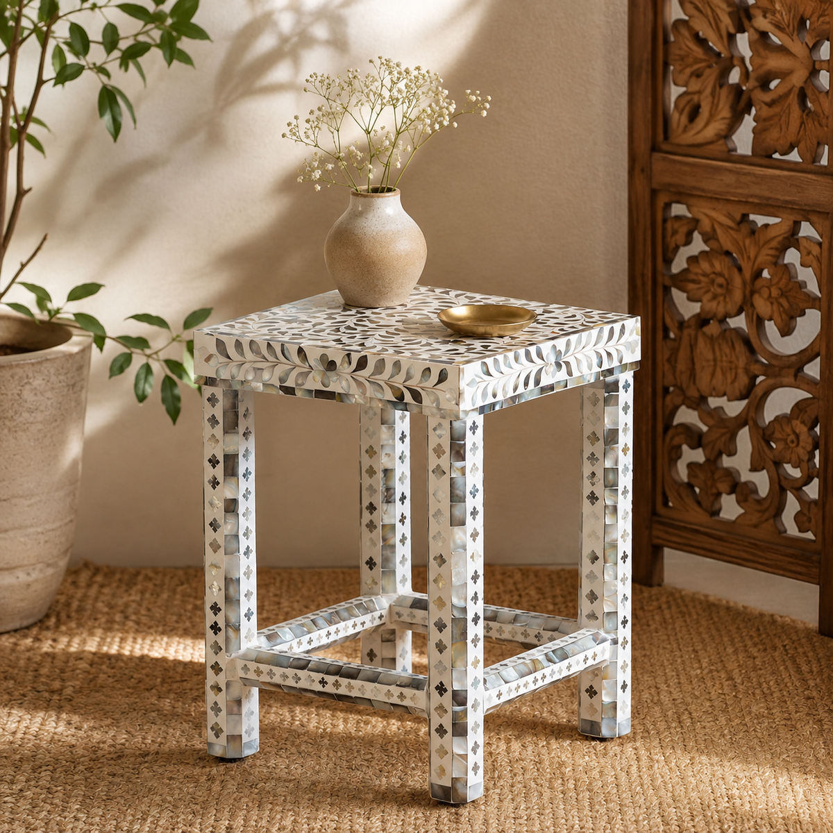 Sabinne Mother of Pearl Inlay Side Table