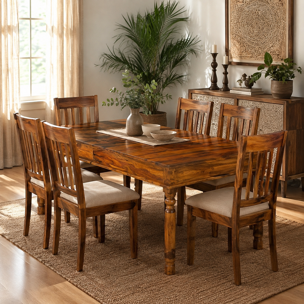 Frank Hand Carved Wooden Dining Table