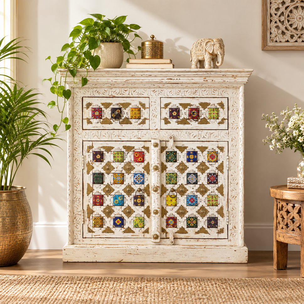 Frey Carved Wooden Cabinet