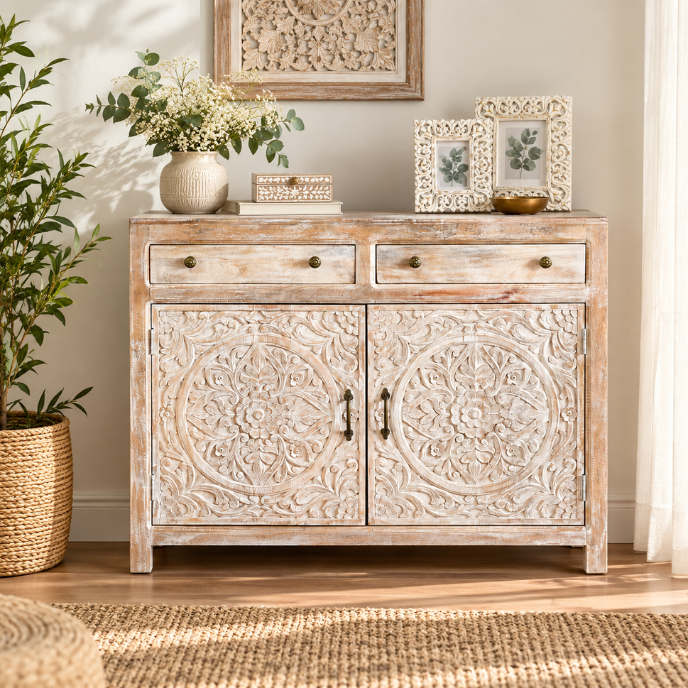 Jason Carved Wooden Cabinet