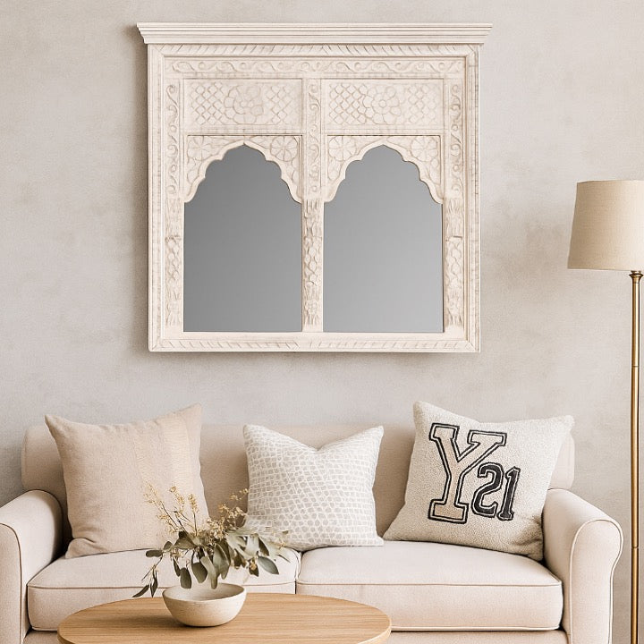 Emma Hand Carved Wooden Mirror