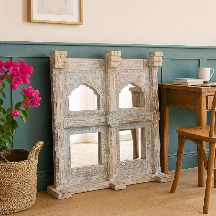 Amanda Hand Carved Wooden Mirror