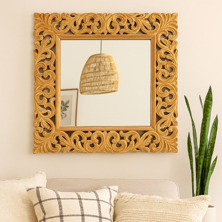 Jane Hand Carved Wodden Mirror
