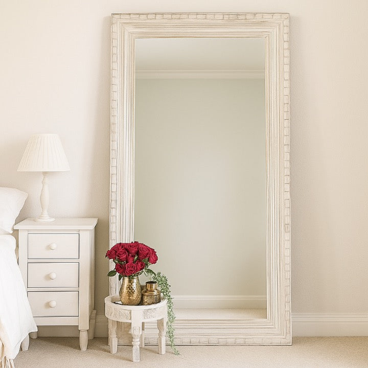 Jay Solid Indian Wood Carved Mirror