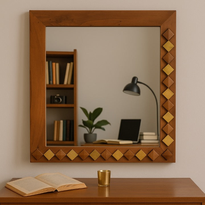 Riva Hand Carved Wooden Mirror
