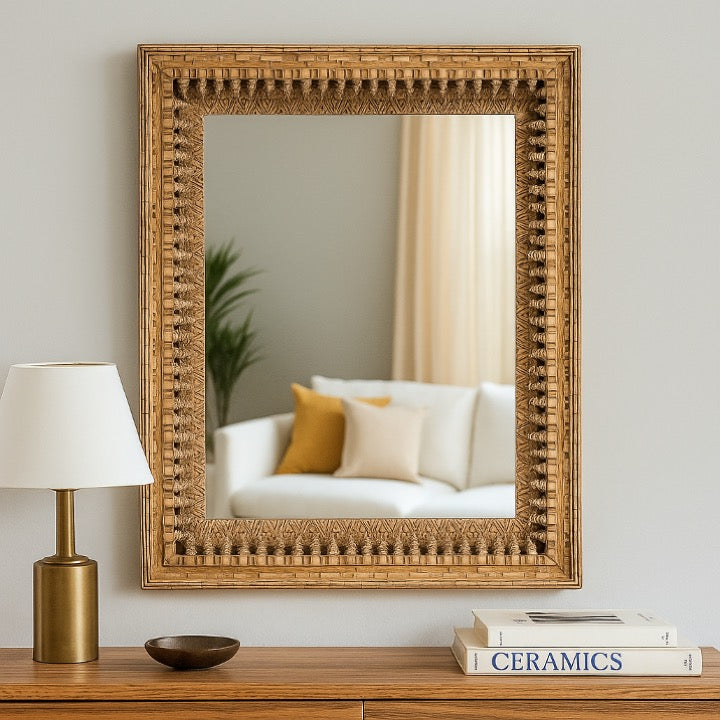 Luke Hand Carved Wooden Mirror