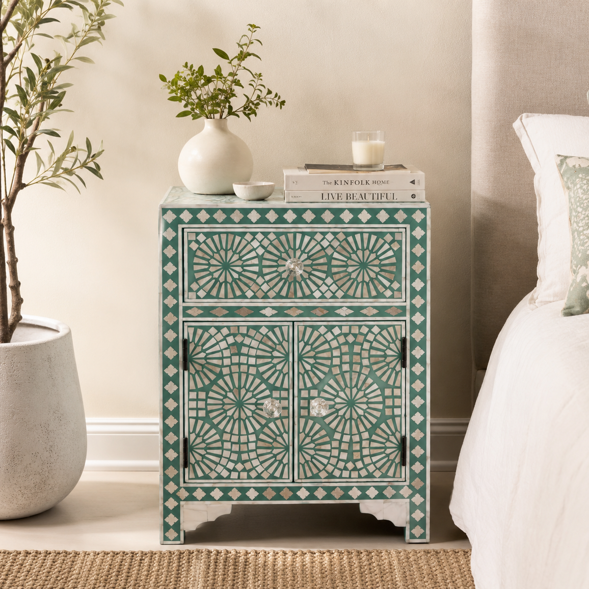 Zumba Mother of Pearl Inlay Bedside